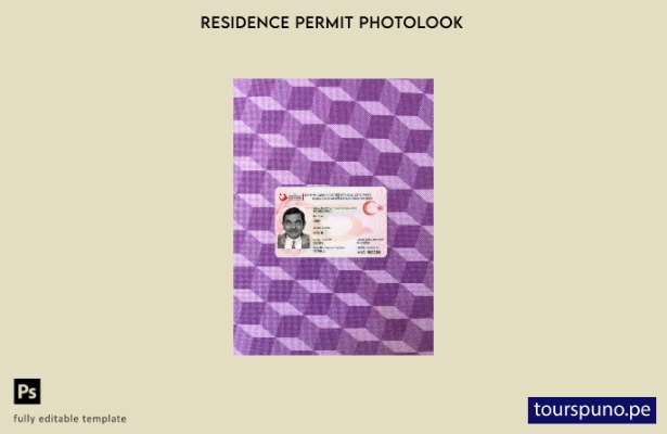 listo para imprimir plantilla FRONTAL de foto del permiso de residencia en Turqu